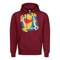 Burgundy winnie the pooh Zipper Hoodie - artisFamous