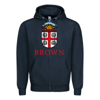 Navy brown university Zipper Hoodie - artisFamous