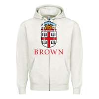 Oatmeal Heather brown university Zipper Hoodie - artisFamous