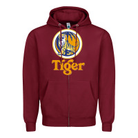 Burgundy The Tiger Zipper Hoodie - artisFamous