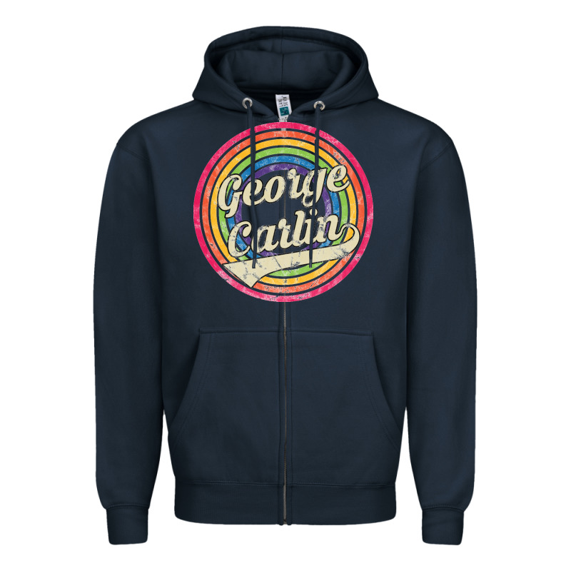 George Carlin   Retro Rainbow Faded Style Zipper Hoodie by artisFamous | Teevron