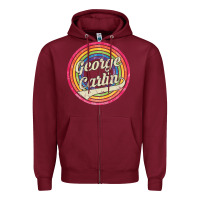 Burgundy george carlin   retro rainbow faded style Zipper Hoodie - artisFamous