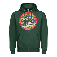 Sports Green george carlin   retro rainbow faded style Zipper Hoodie - artisFamous