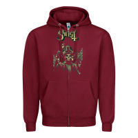 Burgundy ghost new Zipper Hoodie - artisFamous