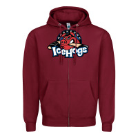 Burgundy The Icehogs, Rockford Zipper Hoodie - artisFamous