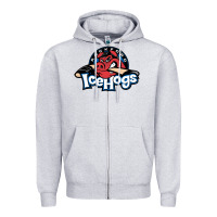 Heather Grey The Icehogs, Rockford Zipper Hoodie - artisFamous