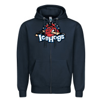 Navy The Icehogs, Rockford Zipper Hoodie - artisFamous