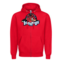 Red The Icehogs, Rockford Zipper Hoodie - artisFamous