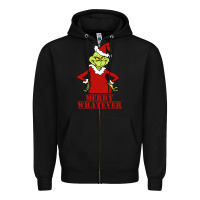 Black Merry Whatever Grinch Zipper Hoodie - artisFamous