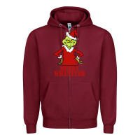Burgundy Merry Whatever Grinch Zipper Hoodie - artisFamous