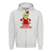 Dove Grey Merry Whatever Grinch Zipper Hoodie - artisFamous