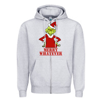 Heather Grey Merry Whatever Grinch Zipper Hoodie - artisFamous