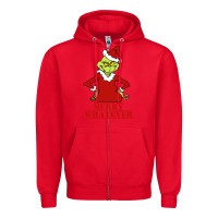 Red Merry Whatever Grinch Zipper Hoodie - artisFamous