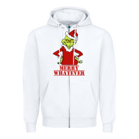 White Merry Whatever Grinch Zipper Hoodie - artisFamous