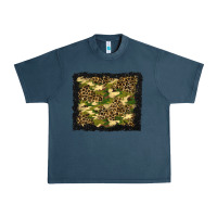 Midnight Navy camouflage and leopard background Urban Heavy Tee - BundleAndBundleShop