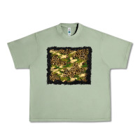 Oil Green camouflage and leopard background Urban Heavy Tee - BundleAndBundleShop