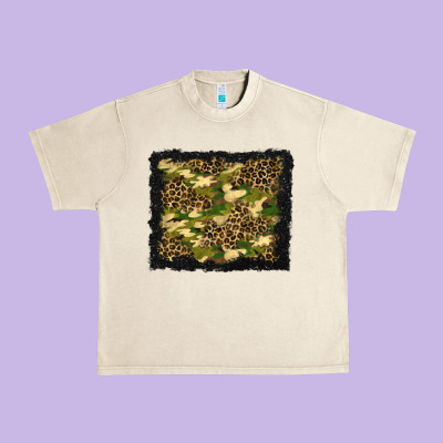 Camouflage And Leopard Background Urban Heavy Tee Designed By Bundleandbundleshop