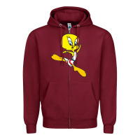 Burgundy tweety bird Zipper Hoodie - artisFamous