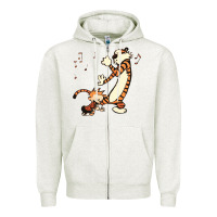 Oatmeal Heather calvin dance party Zipper Hoodie - artisFamous