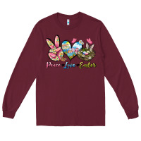 Burgundy Peace love Easter Long Sleeve Tee - LillyAllenDesigns
