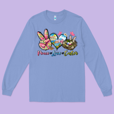 Peace Love Easter Long Sleeve Tee Designed By Lillyallendesigns