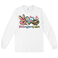 White Peace love Easter Long Sleeve Tee - LillyAllenDesigns