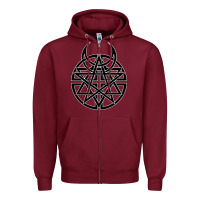 Burgundy disturbed 1 Zipper Hoodie - artisFamous