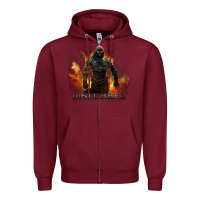 Burgundy disturbed 8 Zipper Hoodie - artisFamous