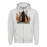 Dove Grey disturbed 8 Zipper Hoodie - artisFamous