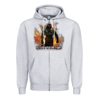 Heather Grey disturbed 8 Zipper Hoodie - artisFamous