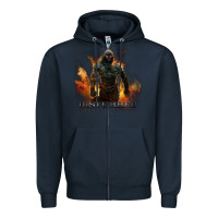 Navy disturbed 8 Zipper Hoodie - artisFamous