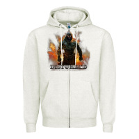 Oatmeal Heather disturbed 8 Zipper Hoodie - artisFamous