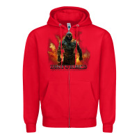 Red disturbed 8 Zipper Hoodie - artisFamous