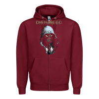 Burgundy disturbed 10 Zipper Hoodie - artisFamous