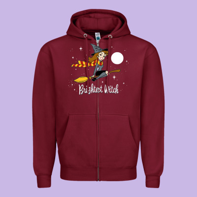 Brightest Witch Zipper Hoodie Designed By Artisfamous