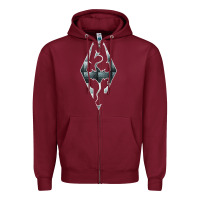 Burgundy skyrim Zipper Hoodie - artisFamous