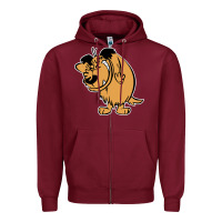 Burgundy smile mumbly muttley dog Zipper Hoodie - artisFamous