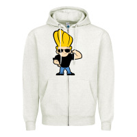 Oatmeal Heather johnny bravo chibi Zipper Hoodie - artisFamous