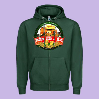 Sneeds Feed And Seed Zipper Hoodie Designed By Artisfamous