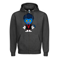 Charcoal Heather nightcrawler chibi Zipper Hoodie - artisFamous