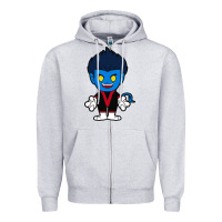 Heather Grey nightcrawler chibi Zipper Hoodie - artisFamous