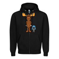 Black rocky and bullwinkle Zipper Hoodie - artisFamous
