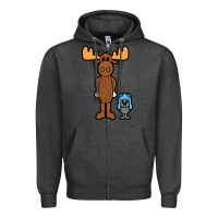 Charcoal Heather rocky and bullwinkle Zipper Hoodie - artisFamous