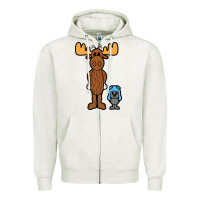 Oatmeal Heather rocky and bullwinkle Zipper Hoodie - artisFamous