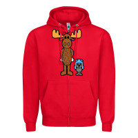 Red rocky and bullwinkle Zipper Hoodie - artisFamous