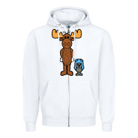 White rocky and bullwinkle Zipper Hoodie - artisFamous