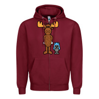 Burgundy rocky and bullwinkle Zipper Hoodie - artisFamous