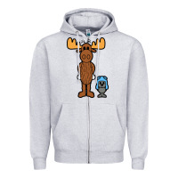 Heather Grey rocky and bullwinkle Zipper Hoodie - artisFamous