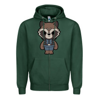 Sports Green rocket racoon chibi Zipper Hoodie - artisFamous