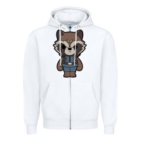 White rocket racoon chibi Zipper Hoodie - artisFamous